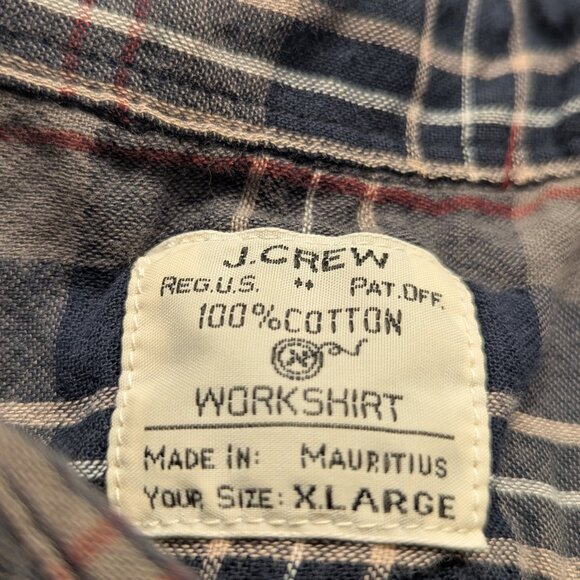 J.Crew Men’s Button Down Long Sleeve Work Shirt Gray/Multi Plaid XL - Picture 2 of 6